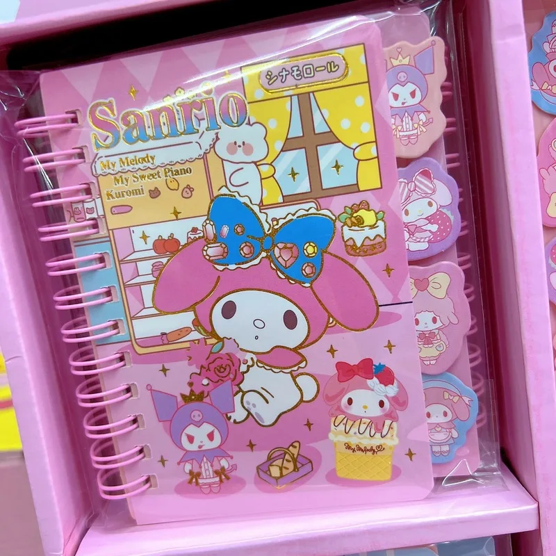 Sanrio Cartoon Notepad Kawaii Kuromi Melody Cinnamoroll Girl Heart Coil Notepad 100k Classification Coil Book Notebook Wholesale