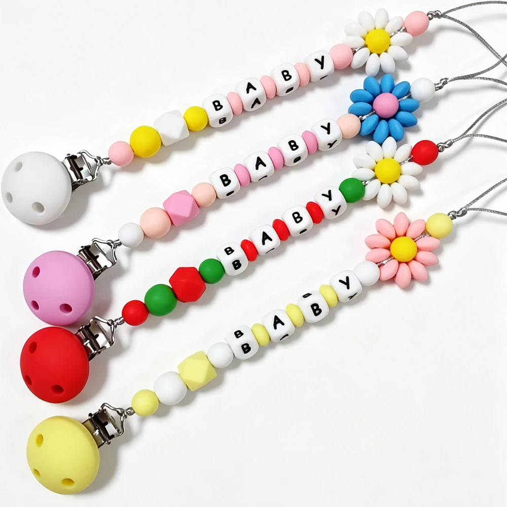 1 customized silicone clip pacifier chain for baby name toy pacifier holder clip teething chain