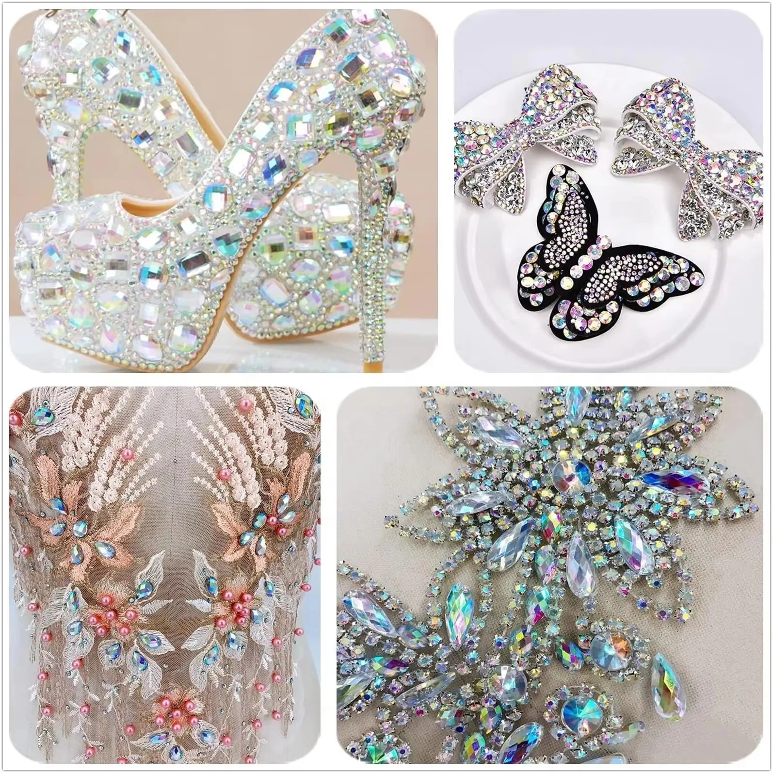 100pc Sewing Gems Mixed Shapes Crystal Acrylic Sew On Rhinestones with 2 Holes Mixed Sizes Sewing Rhinestones for Clothes Shoes