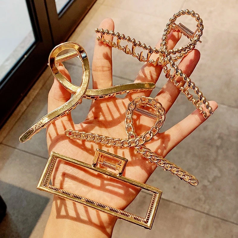 2022 neue Frauen Mode Metall Geometrische Haar Clips Klaue Clip Große Gold Haar Clip Stirnband Haarnadel Haar Krabben Haar Zubehör – Detail 4