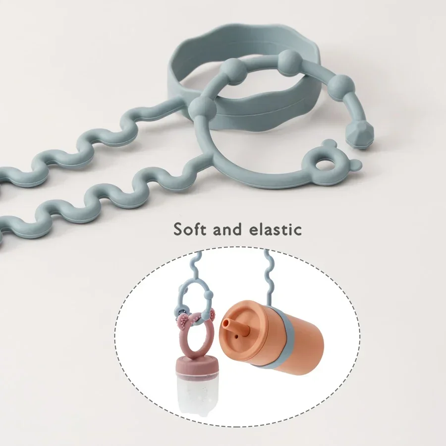 Ciuccio Nuovo Bambino 1PC Catena Ciuccio Con 2 Clip Catena Bottiglia Infantile Catena In Silicone Regolabile Massaggiagengive Giocattolo Passeggino Accessori