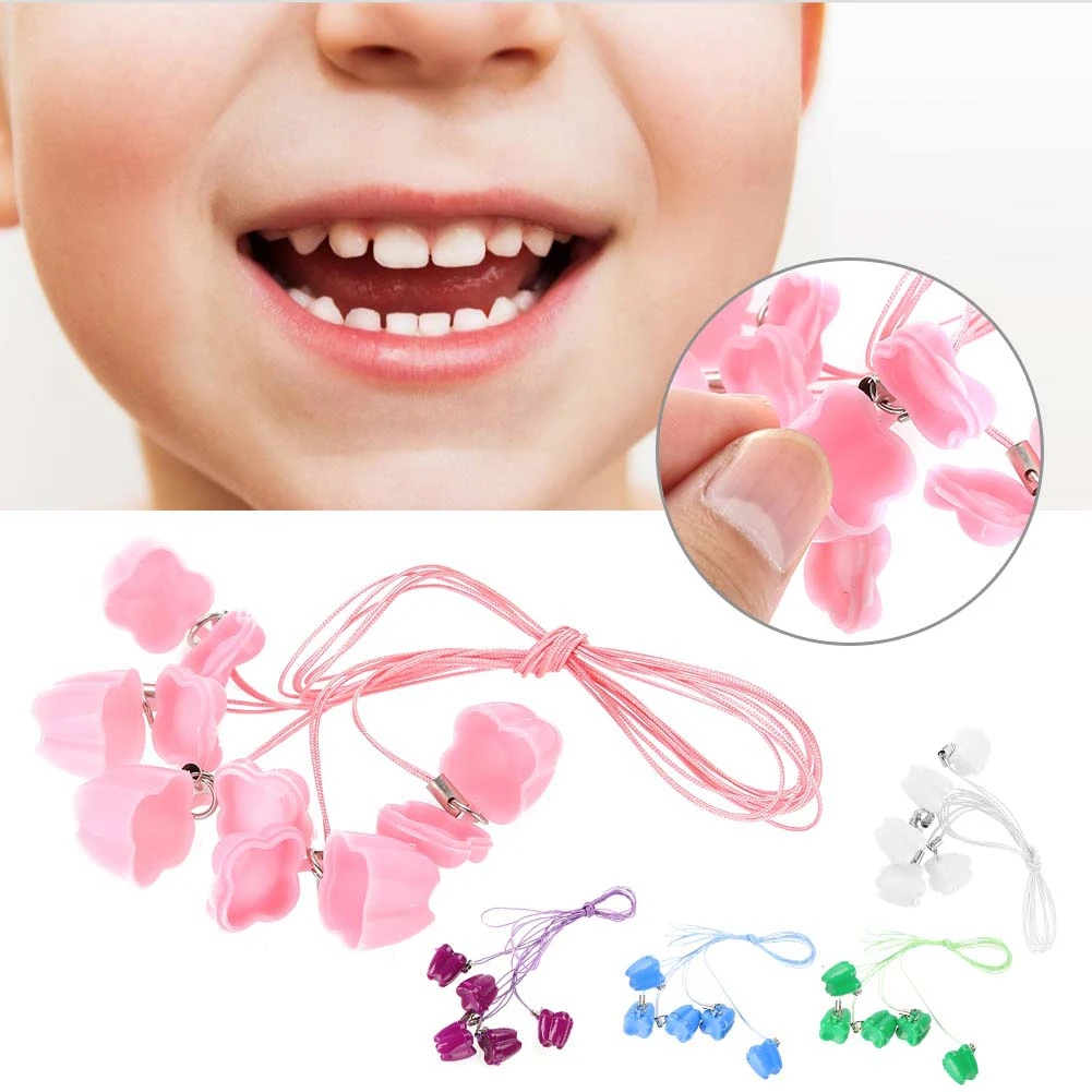 5pcs Kids Milk Teeth Storage Boxes Baby Kids  Tooth Shape Deciduous Teeth Storage Chain Box Save Baby Teeth Keepsake Holder