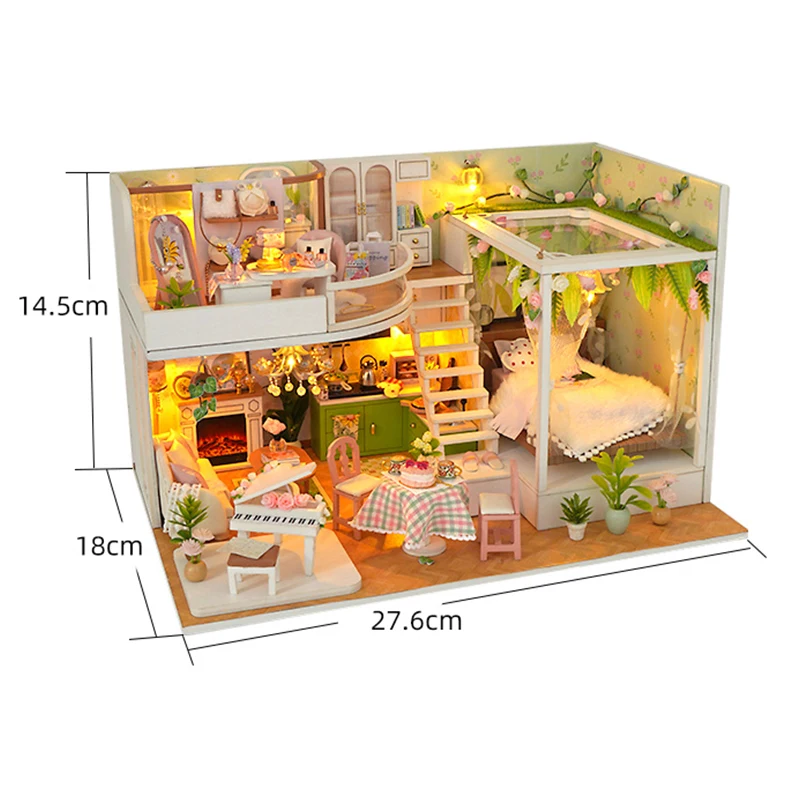 Fai da te moderno Loft Casa Kit modello in miniatura in legno Puzzle 3D Case delle bambole con mobili Casa delle bambole per regali di compleanno degli amici