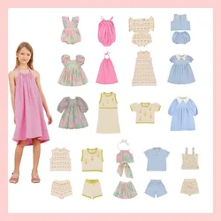 In Stock！BE Knitted Dress Set 2026 Early Spring Girls' Versatile Short Sleeved Dress Sleeveless Top Set Baby Crawler Suit
