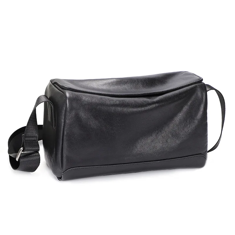 Genuine leather men's simple shoulder bag cross-body plant tanned cow leather men's square pillow bag