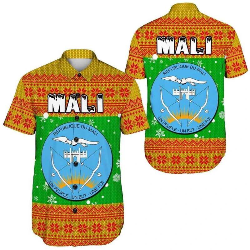 

Mali Flag Map 3D Print Short Sleeve Short Sleeve Casual Hawaiian Lapel Blouse National Emblem Blouses Africa Male Button Tops