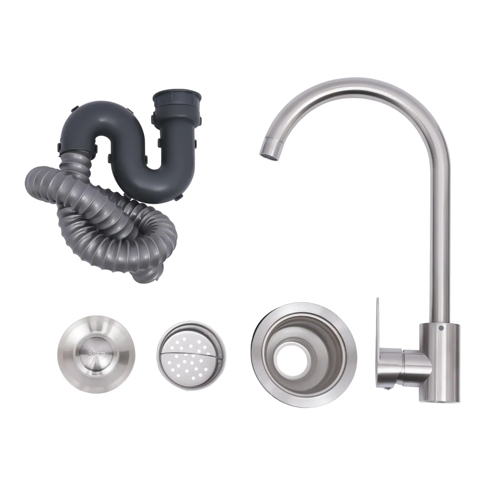 自立式シングルボウルキッチンシンクセット、1槽式業務用キッチンシンクステンレス鋼レストラン/ガレージ準備＆ユーティリティ