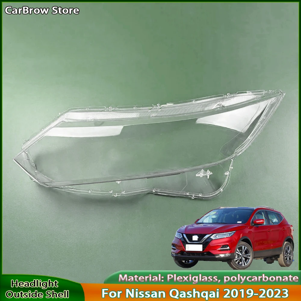 

For Nissan Qashqai 2019-2023 (Fit LED lamp）Front Headlamp Cover Transparent Lampshade Headlight Shell Lamp Shade Plexiglass