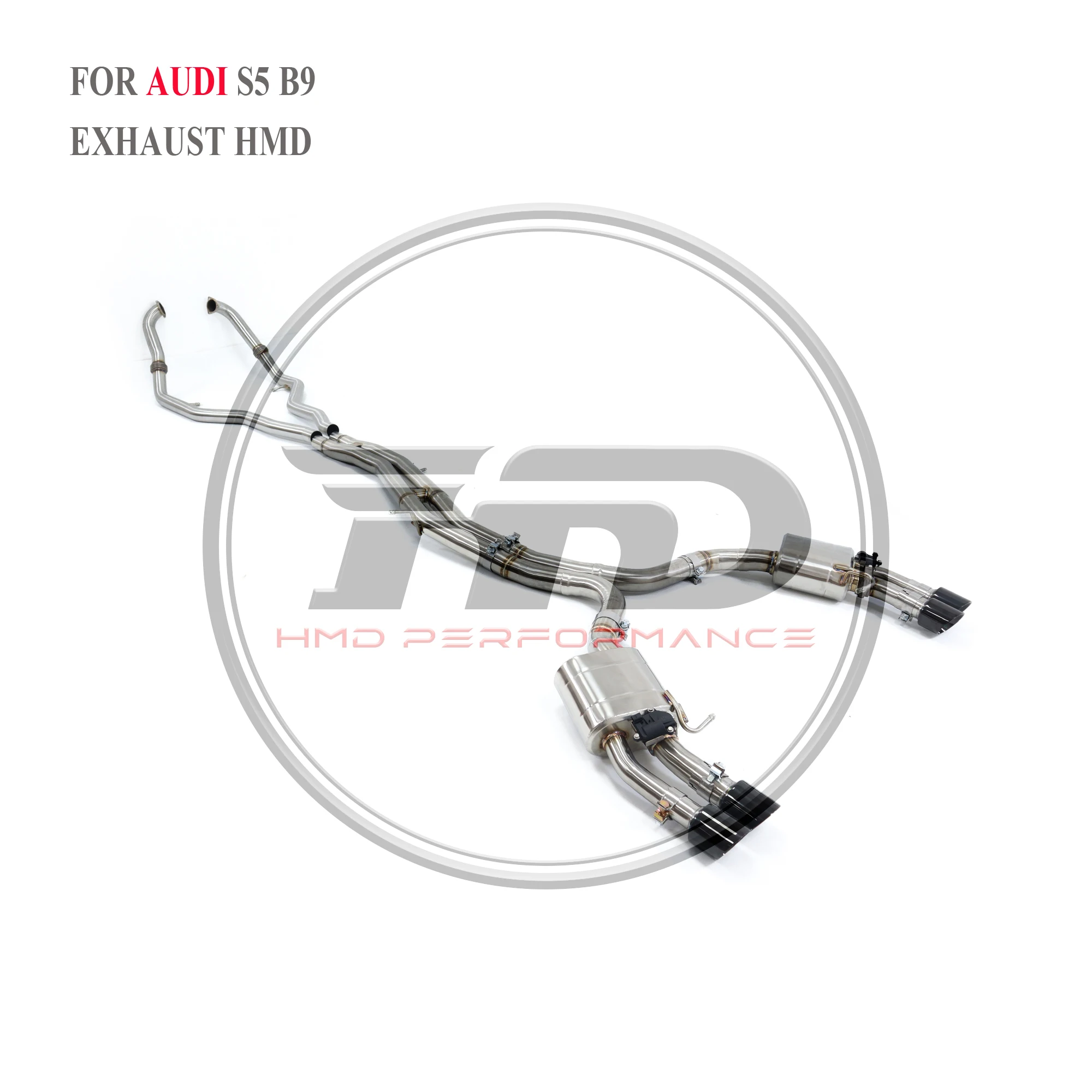 HMD Stainless Steel Exhaust System Performance Catback And Front Pipe for Audi S4 S5 B8 B9 3.0T 2017+ with valve