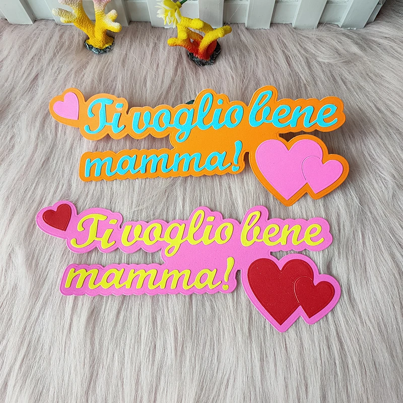 Nowa włoska fraza kocham cię mama matryca do cięcia metalu scrapbooking dekoracyjna tłoczona dekoracja albumu fotograficznego tworzenie kartek DIY