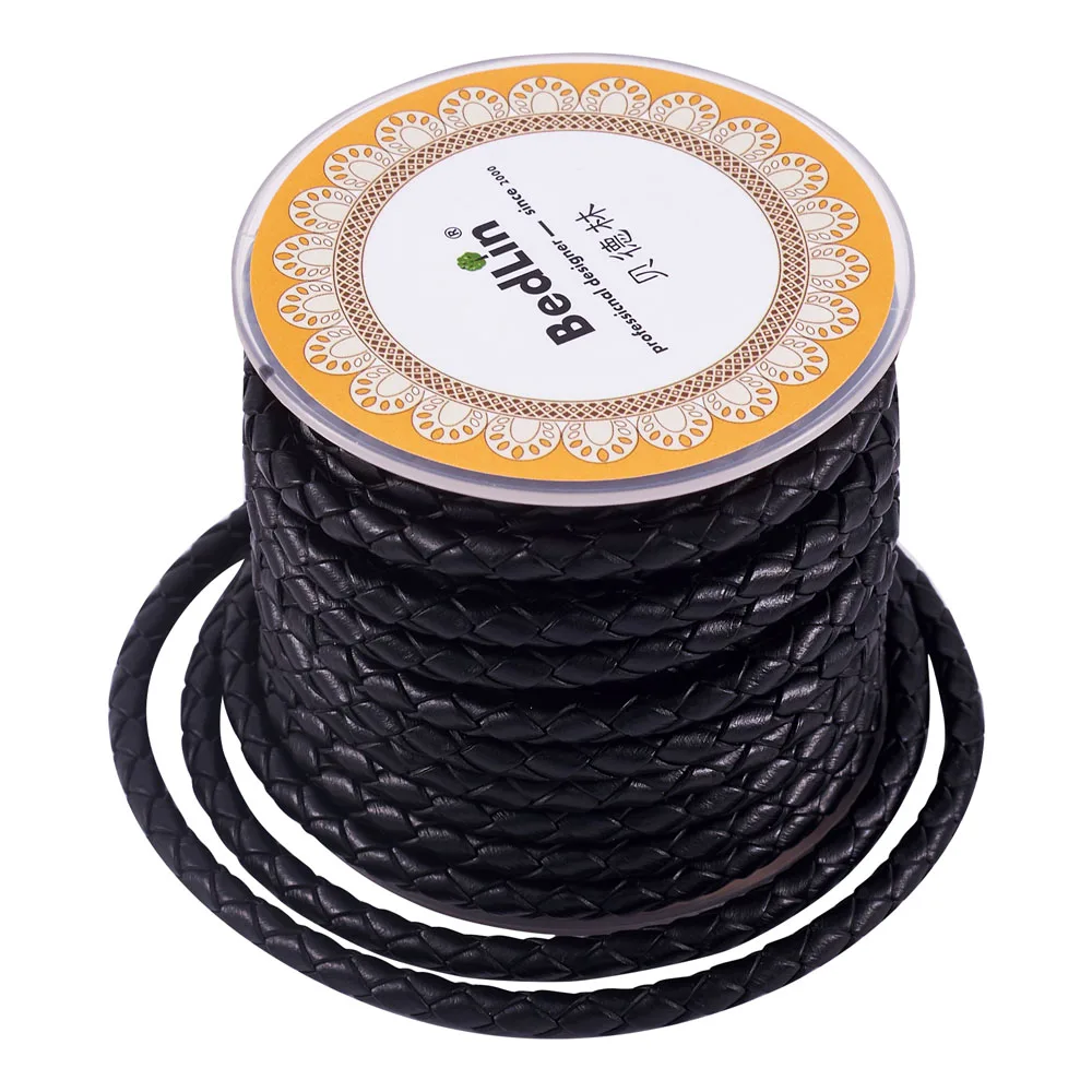 1 roll 3/4/5/6mm Braided Leather Cords Ropes Thread DIY Jewelry Making Handicrafts Supplies Head Layer of Cowhide Mixed Colors