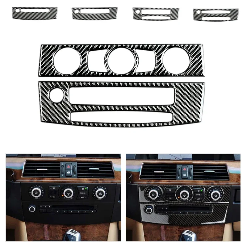 

Car Styling Real Carbon Fiber Interior Trim Air Conditioning CD Control Panel Stickers For BMW 5 Series E60 2004 -2008 2009 2010