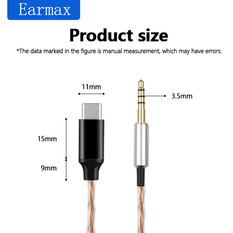For Denon AH-MM400 MM200 MM300 Headset Replaceable TYPE-C to MM400 Single Crystal Copper Cable