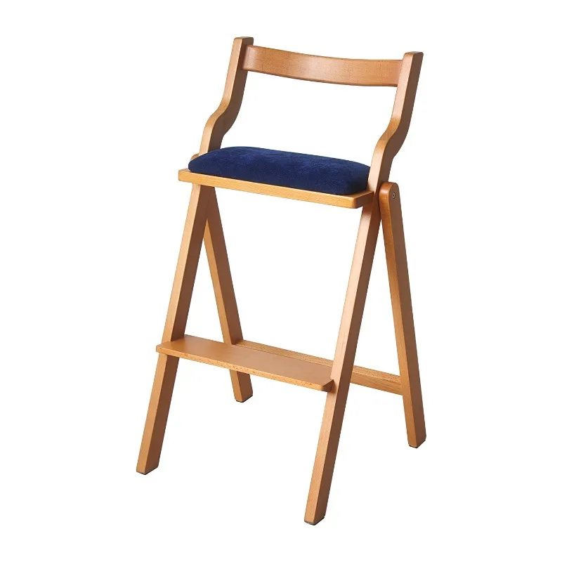 Household bar chair folding bar chair simple folding chair restaurant antique living room solid wood bar stool
