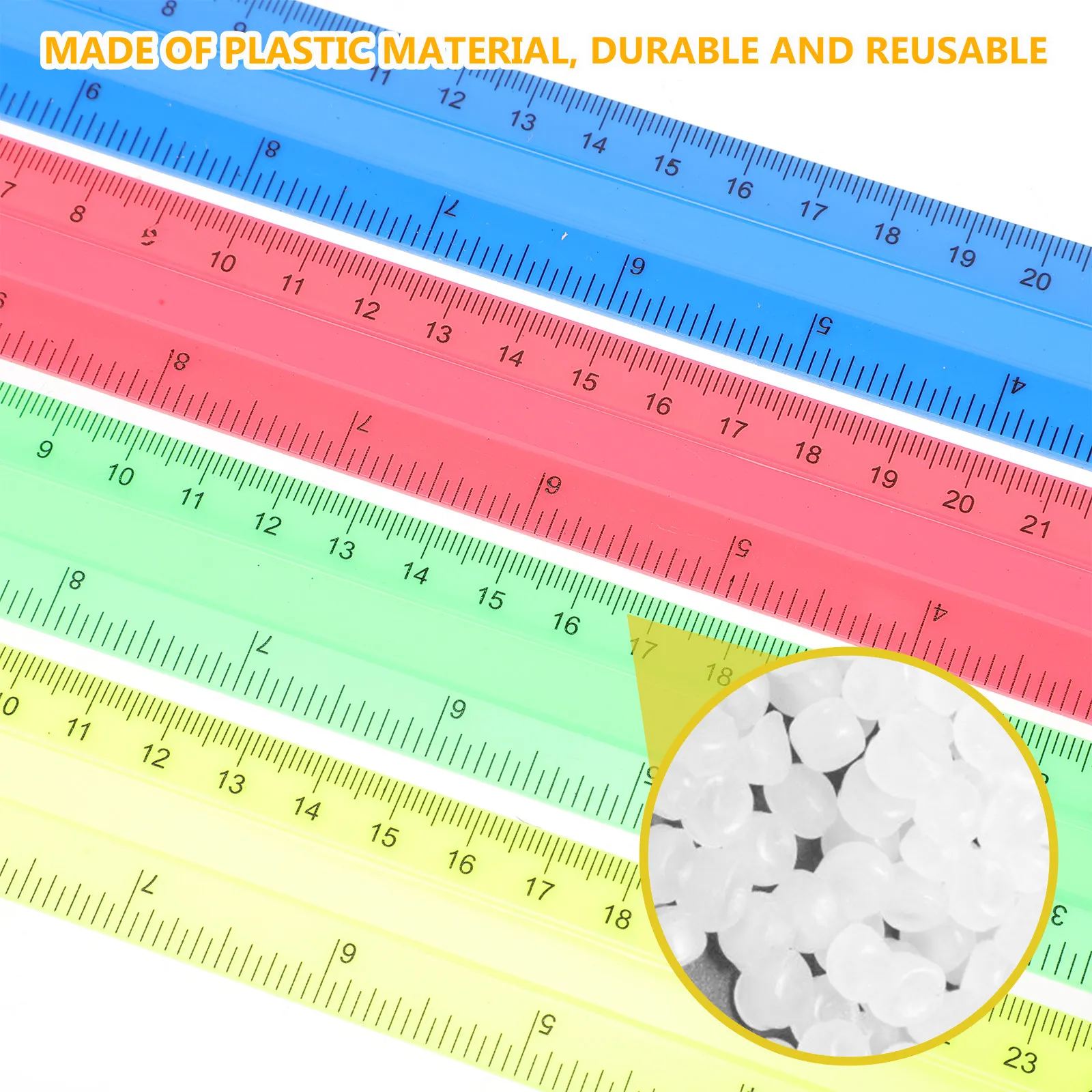 8Pcs Plastic Straight Rulers Colored Measuring Set for School Office Students Metric Inch Scale Rulers Bulk Classroom Supplies