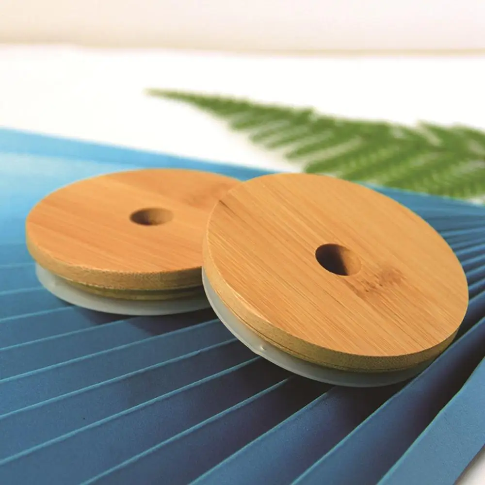 1/4pcs Round Wide Mouth Bamboo Wood with Seal Ring Natural Mugs Cup Covers Can Lids Mason Jar Lids Bottle Sealing Caps