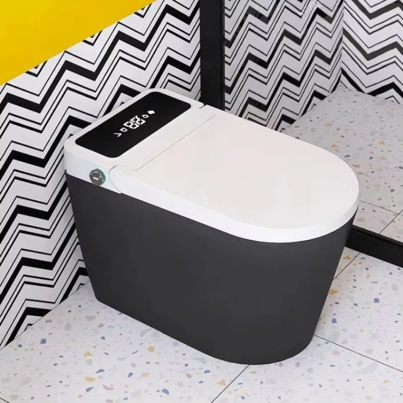 High Quality Black Elongated Smart Toilet Built-in Tank No Water Pressure Required Bathroom WC School