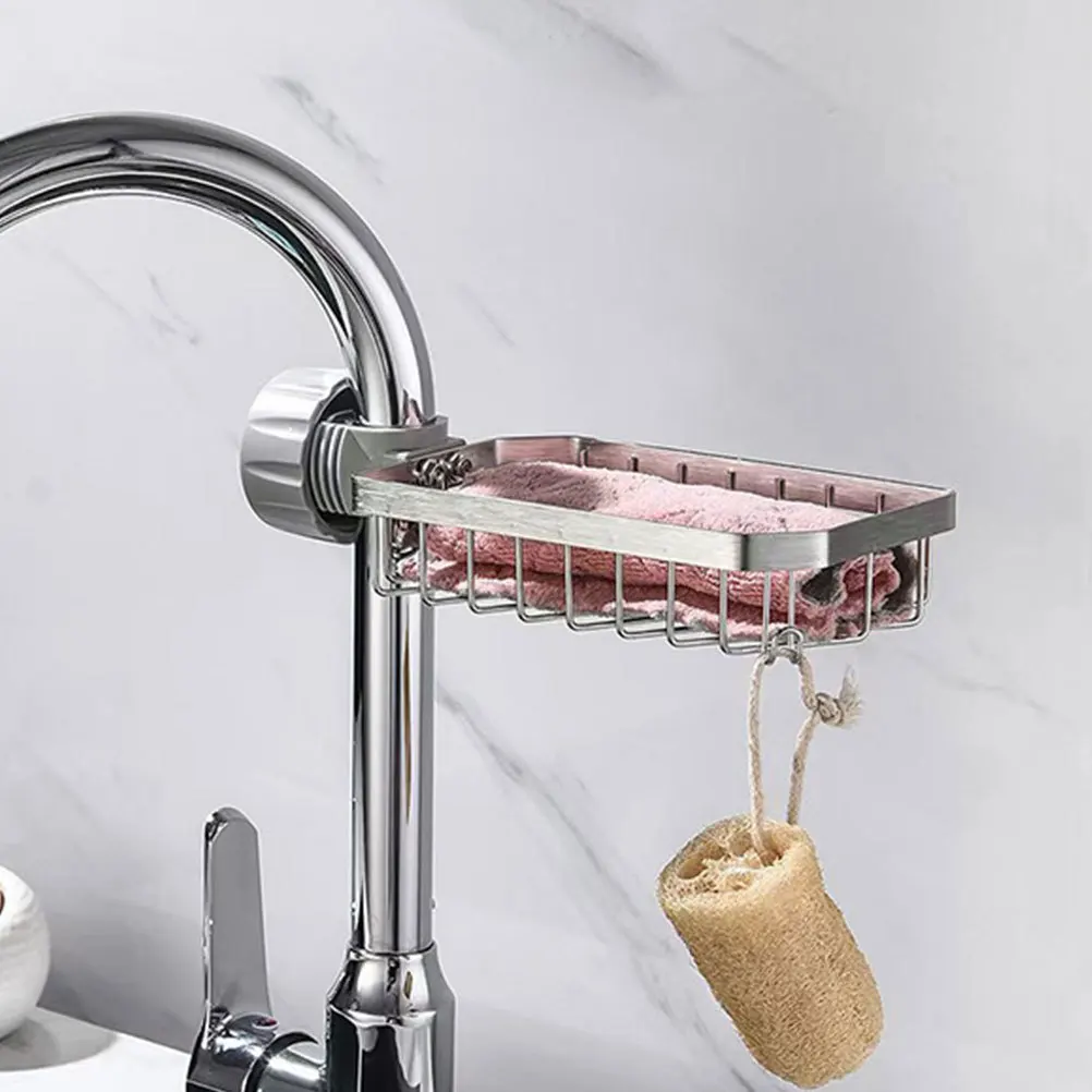 

Kitchen Sink Sponge Holder Stainless Steel Faucet Rack Multi-Functional Cleaning Tool Holder Storage Rack