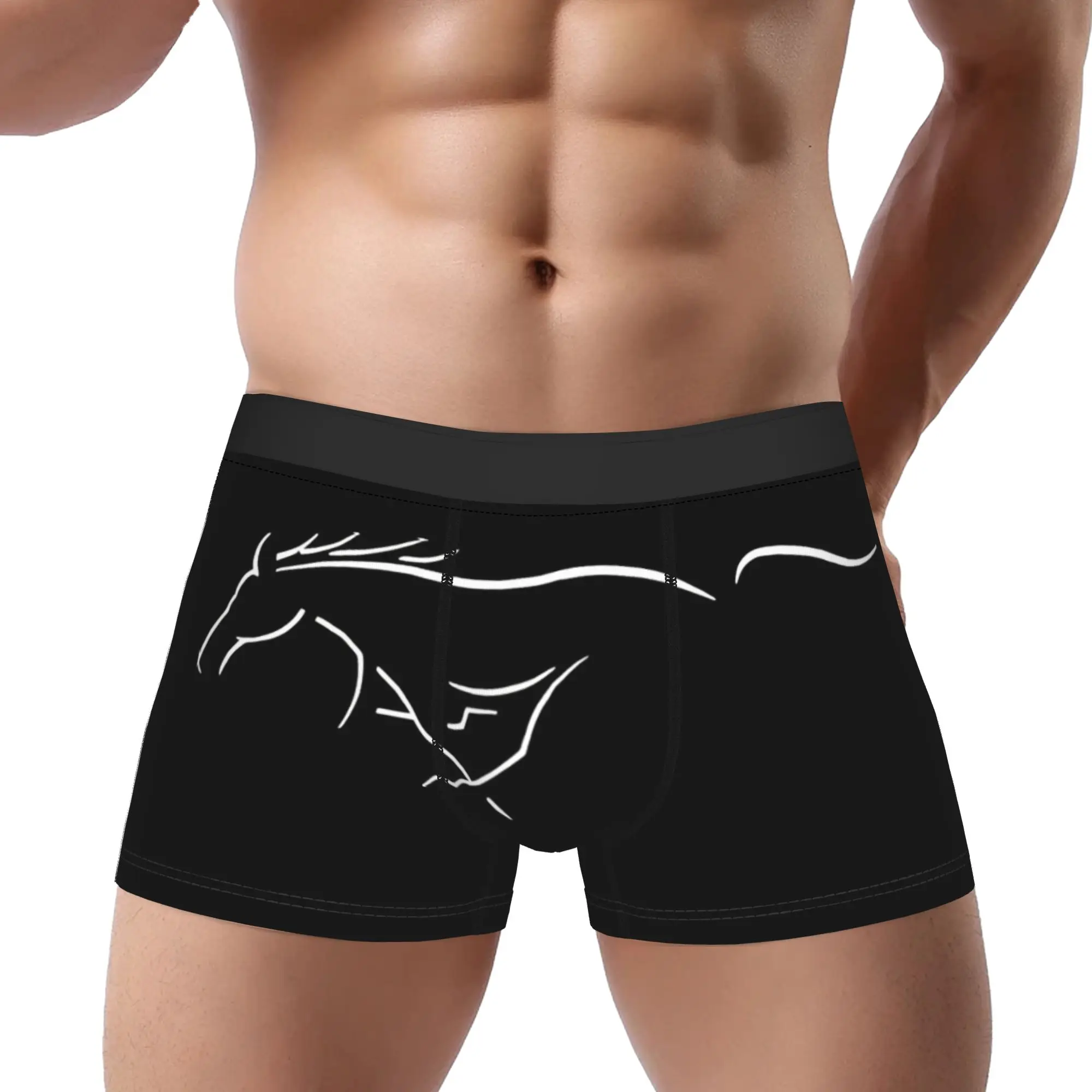 

White Sahdow Logo M-Mustang Underpants Homme Panties Male Underwear Print Shorts Boxer Briefs