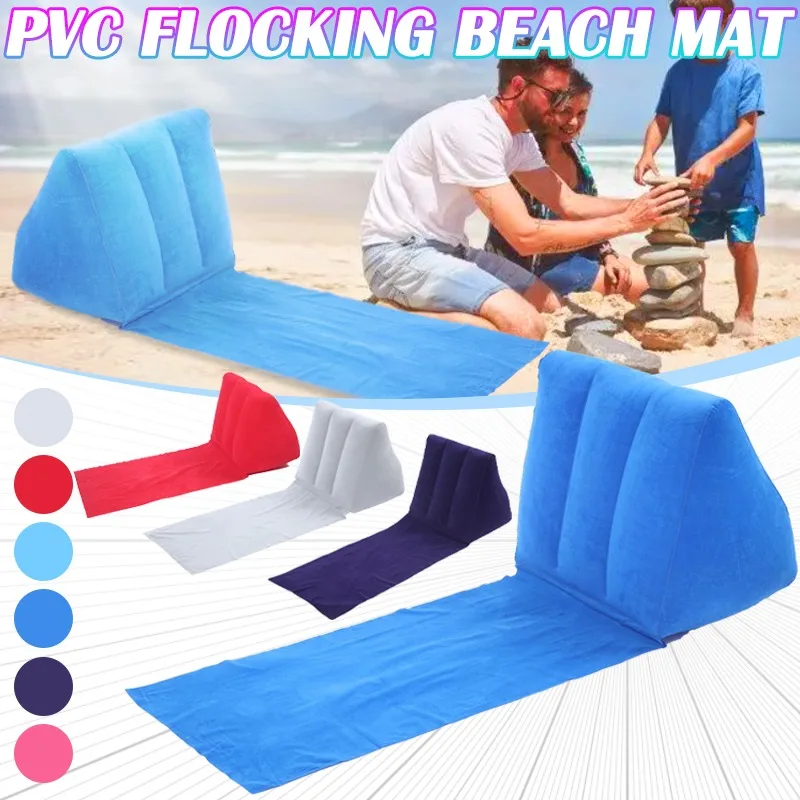 Inflatable PVC Beach Chair Outdoor Travel Camping Holiday Portable Lounger Cushion Rest Mat Travel Supplies