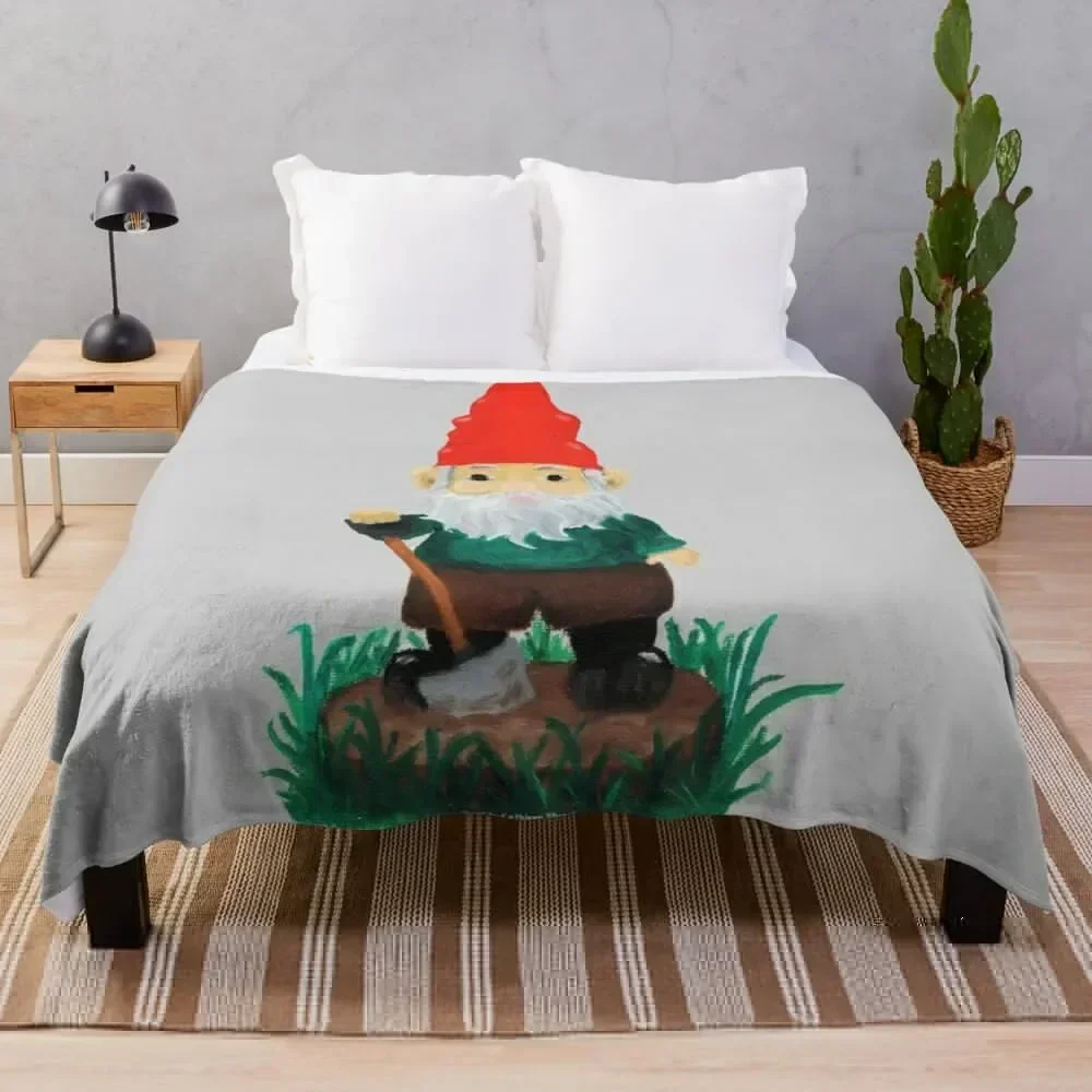 

Garden Gnome - Cute Oil Painting Throw Blanket Warm Comfortable Blanket for Office Napping