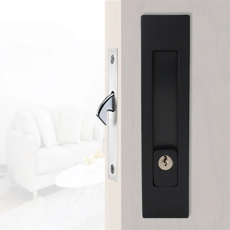 

Brand New 1PCS Recessed Invisible Sliding Pocket Door Locks for Swing Wood Folding Door Locks for 40~56mm Thickness Doors