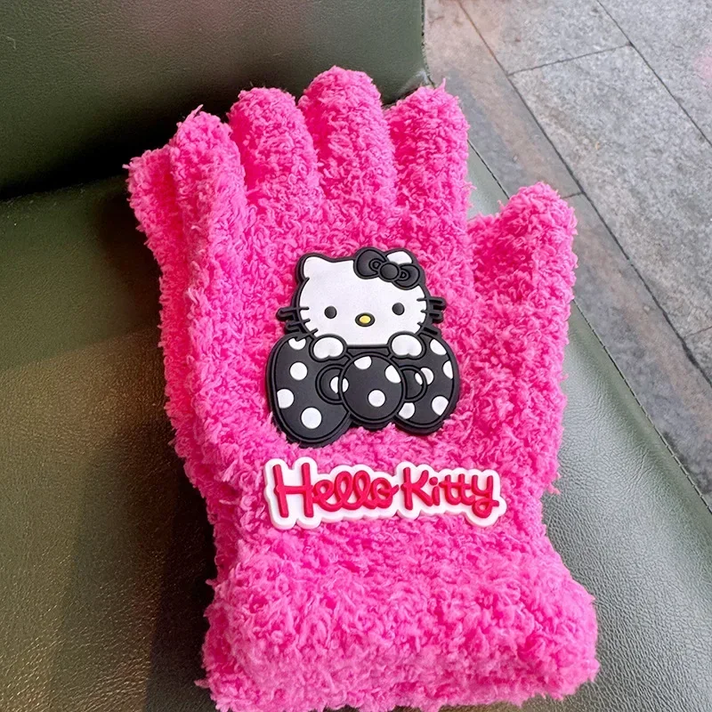 New Cartoon Sanrio Hellokitty Autumn/Winter Girls Windbreak Riding Winter Gloves Warm Cute Princess Student Gifts, Accessories