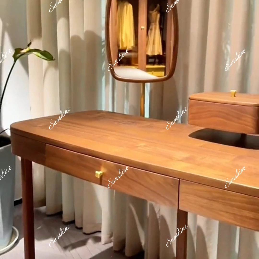 New Chinese style, dresser, modern simple bedroom, solid wood chest integrated