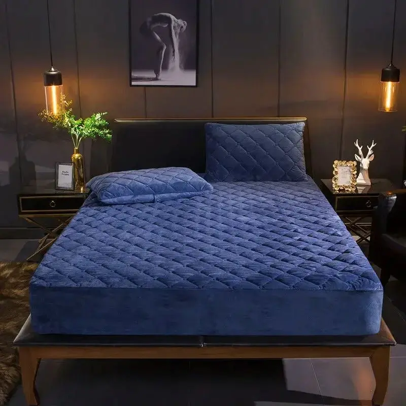 Pluche dikkere gewatteerde matrashoes Warm zacht kristalfluweel King Queen gewatteerd bed Hoeslaken exclusief kussensloop