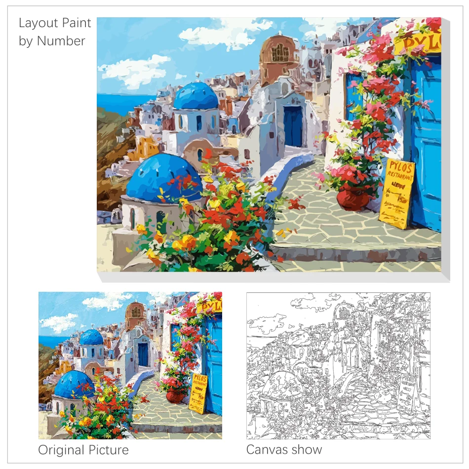 RUOPOTY DIY Unframe Coloring By Numbers Landscape Oil Painting By Numbers For Adults Handpainted Gift Acrylic Paint