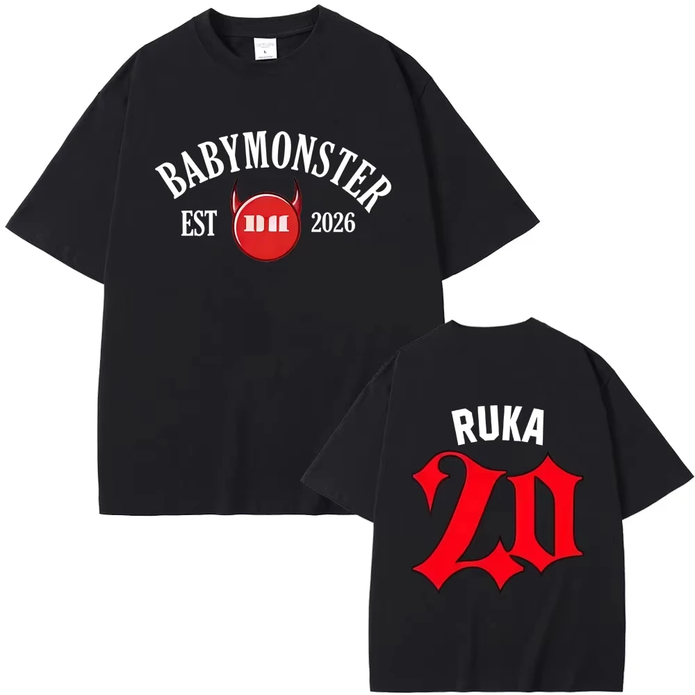 Babymonster Ahyeon Asa Rami Rora Ruka Pharita Chiquita 2026 Merch T-shirts Men Women Fashion Casua Pure Cotton T Shirts