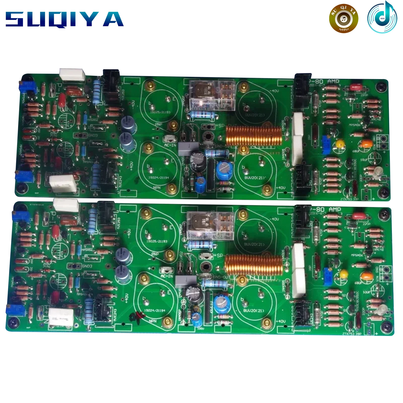 

Demam MJ15024 MJ15025 + BUV21 Transistor segel Emas tabung tabung 2.0 channel 80 W 8R amplifier papan dengan UPC1237 speaker per