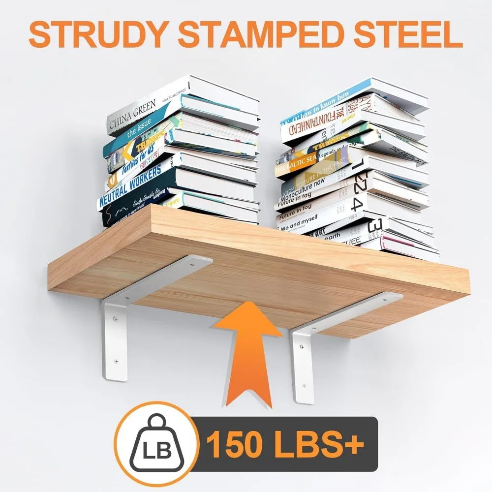 Heavy Duty 6 Inch Rustic L-Shaped Wall Shelf Brackets - 10 Pack for DIY Decorative Shelves and Home Improvement Projects