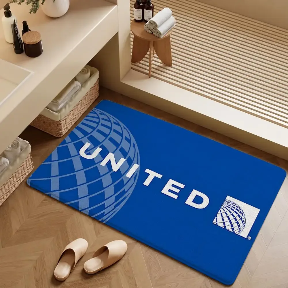 Airline United Airlines Globe Aviation Floor Mat Soft Flannel Entrance Doormat Non-Slip Washable Rug For Bedroom Home Decor