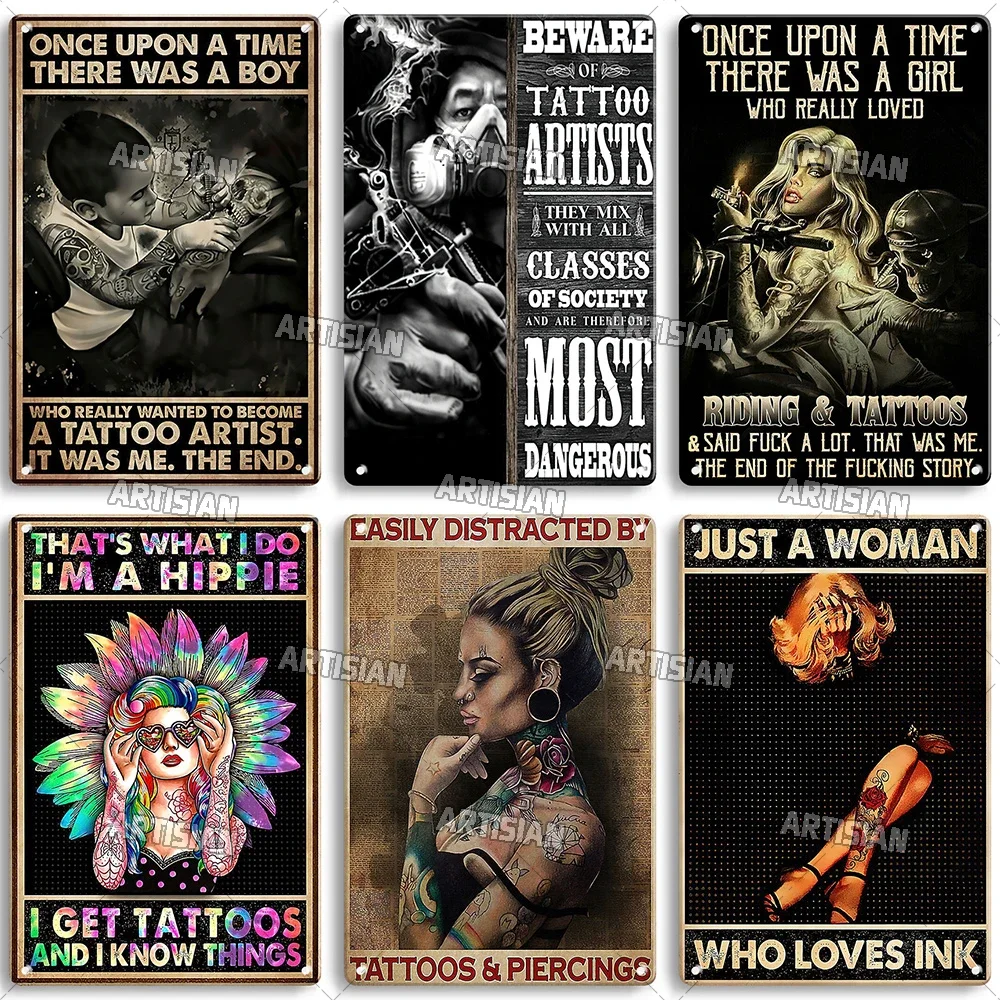 Artisian Tattoo Metal Poster Job Tin Sign Hobby Vintage Decorative Plaque Wall Decor Garage Bar Pub Club Hotel Cafe Kitchen Home