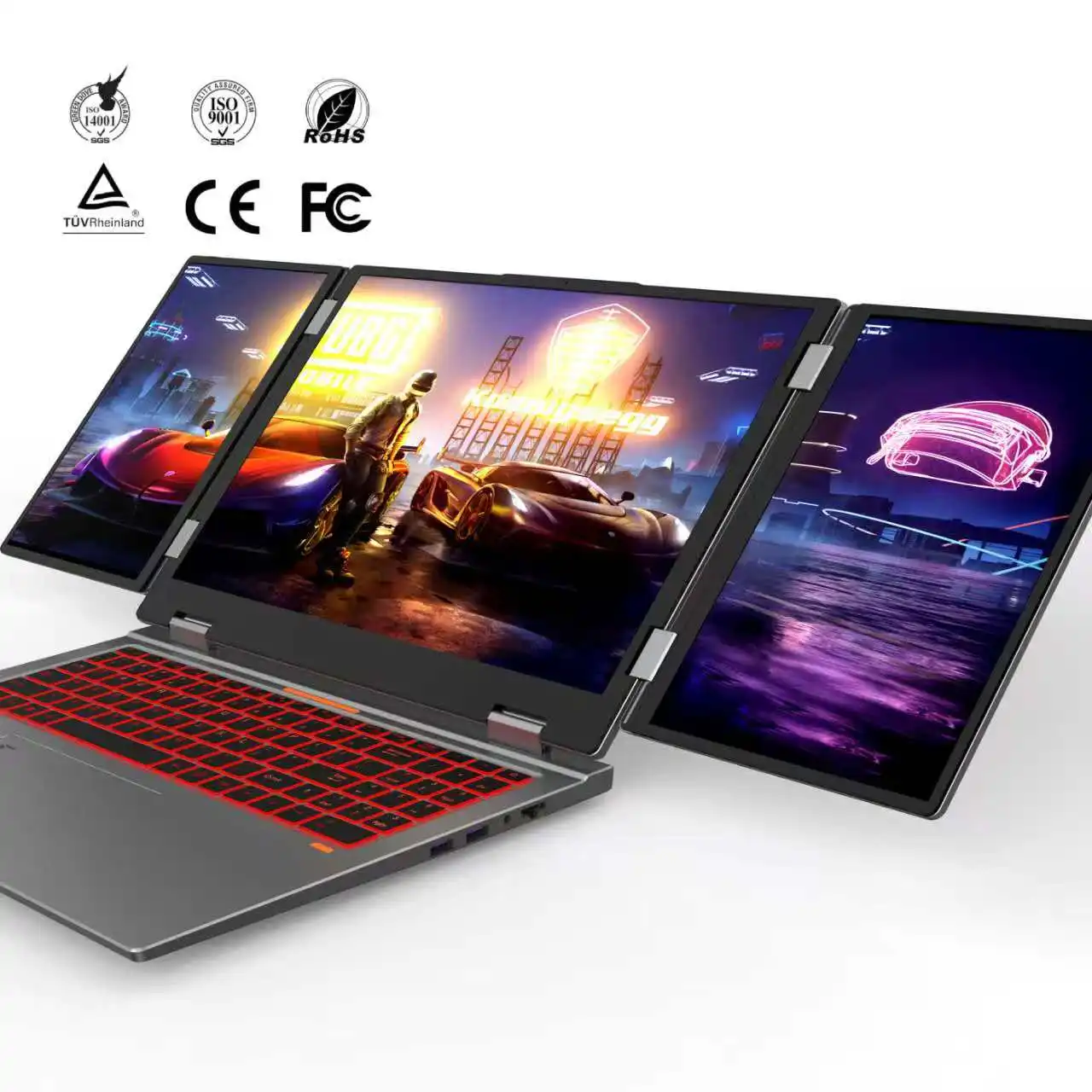 

Factory Cheap Three-screen Laptop New Core I7 12th Generation 16-inch Dual 10.5-inch 3-in-1 Display Triple Extended Screen