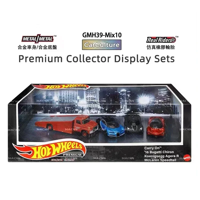 Original Hot Wheels Premium Alloy Car Model 1/64 Garage Scene Display Toys for Boys Lancia Delta Ford Hw Rally Hauler Metro Set