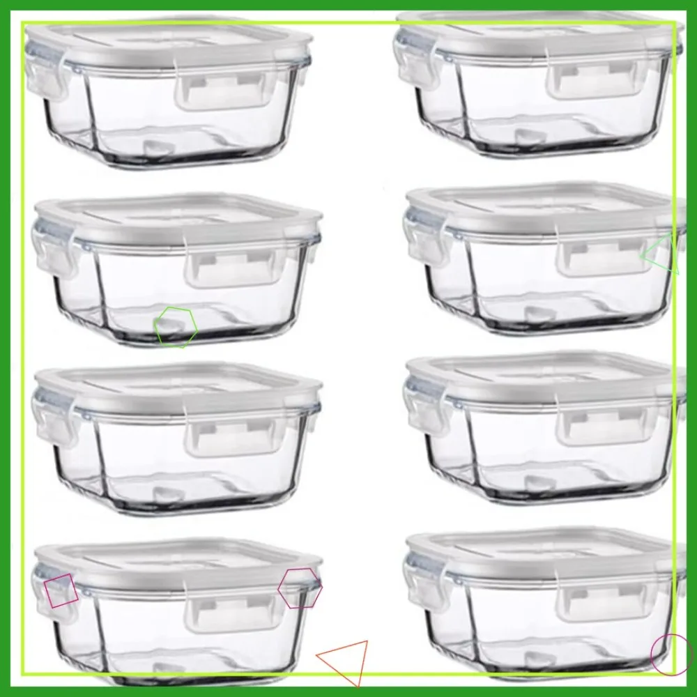 

Набор из 16 квадратных стеклянных контейнеров для еды с крышками, без BPA, для хранения остатков еды, подходят для мытья в посудомоечной машине и заморозки