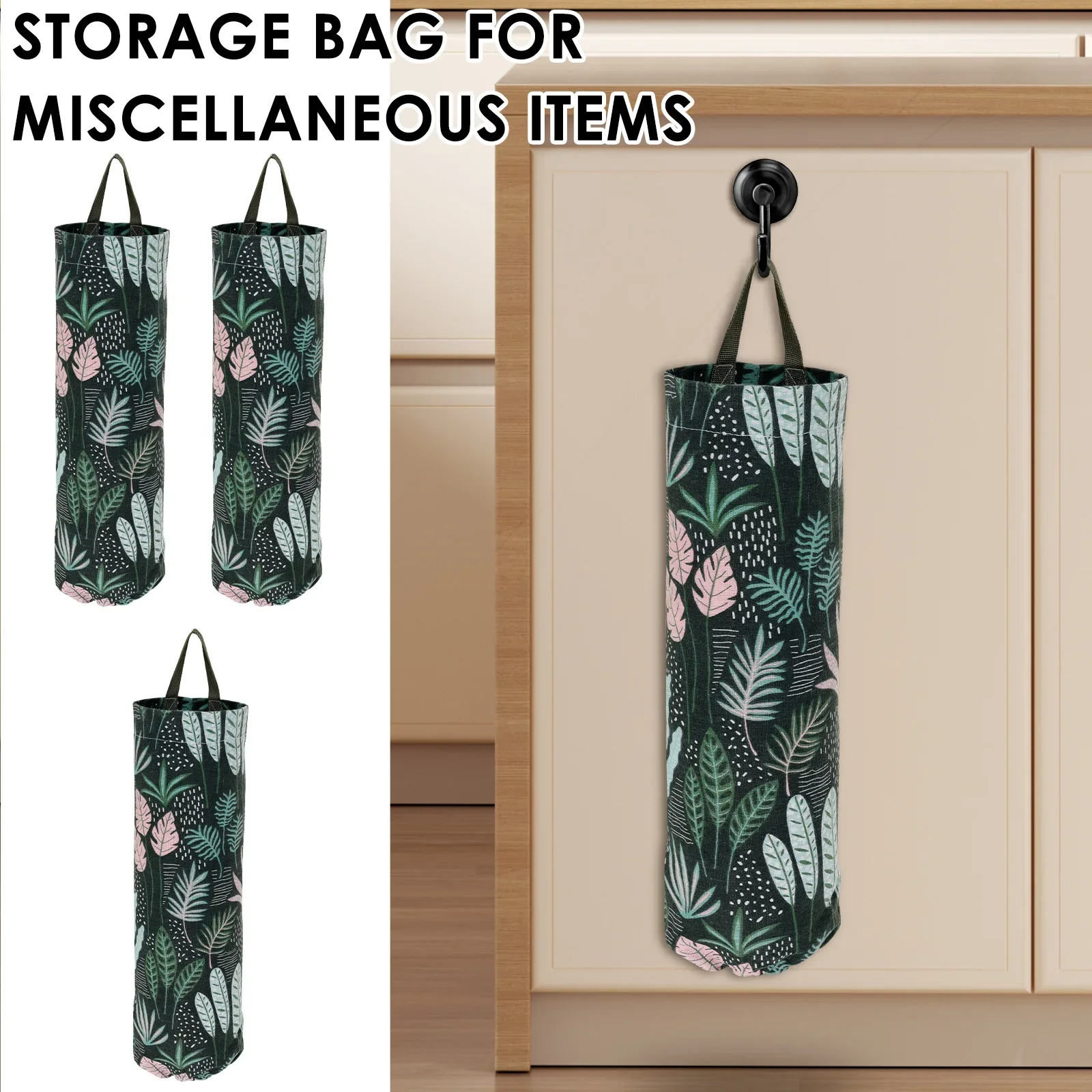 1/2Pcs Hanging Garbage Bag Storage Bag Kitchen Storage Bag with Top Mounted Hook Plastic Grocery Holder Home Storage Accessories