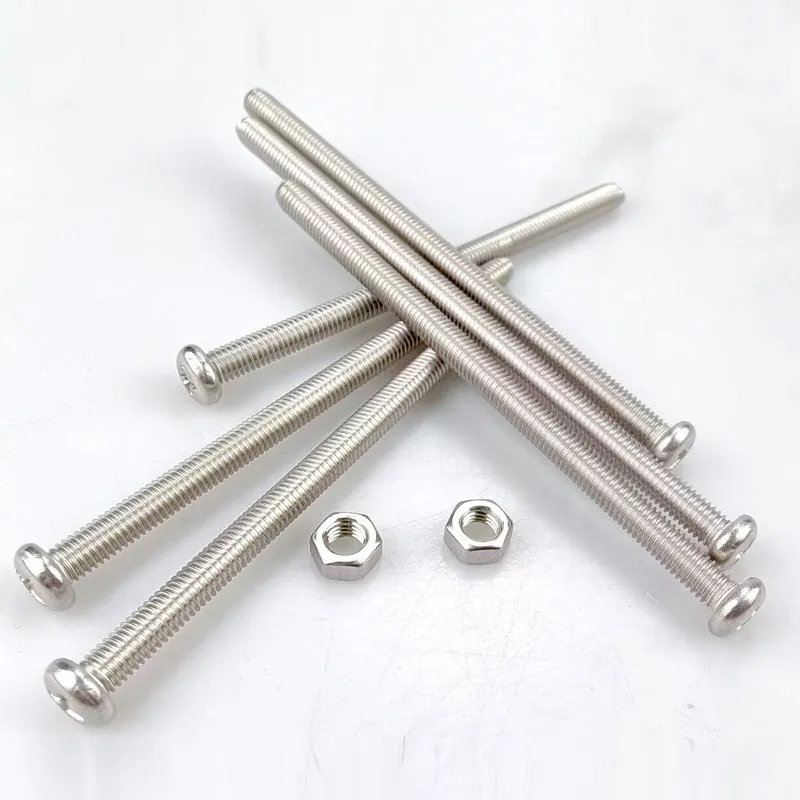 10Pcs M2 Long Screws High Strength Round Pan Head Phillips Bolts Nuts Kit DIY Model Screws Set Length 4-30mm