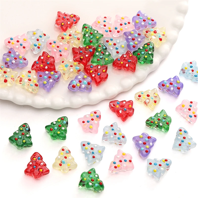 1pcs 3mm Exquisite Hand Painted Glass Christmas Tree Beads for DIY Bracelet Necklace Jewelry Making Accessories Supplies