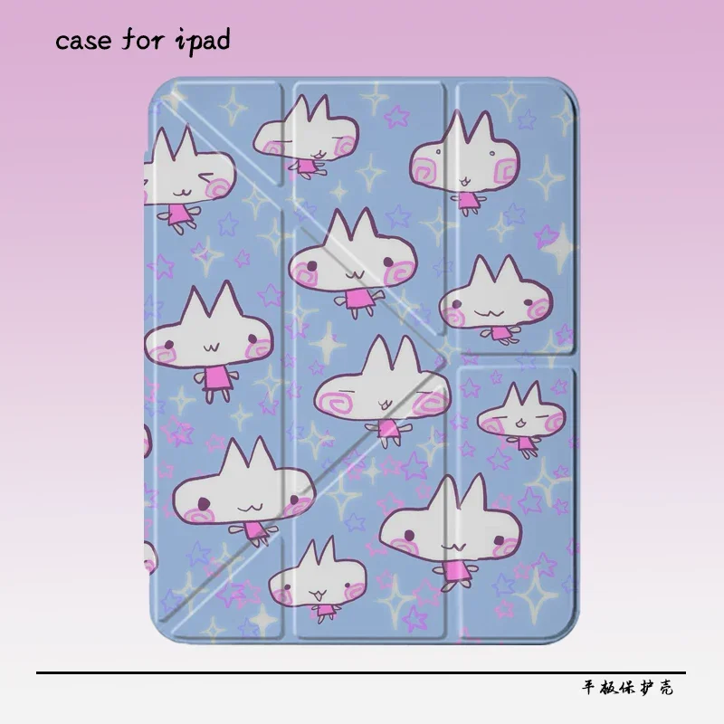 Purple Star Rabbit Cartoon Cute For iPad Case iPad 10 9 8 7 2020 Air 5 4 3 2 Pro 11 Mini Creative Kawaii Y-Fold Tri Fold Cover