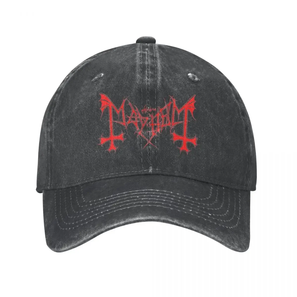 Mayhem Black Band Baseball Cap Casual Distressed Washed Headwear Men Women Outdoor Workouts Hats Cap