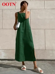 OOTN Sexy Off The Shoulder Long Dresses Casual Split A-Line Dress Female Summer Fashion Street Ankle-Length Dress Women 2024