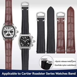 For Cartier Roadster w6206018 w6206017 Quick Release Lea-ther Canvas Men Women Belt Roadster L/XL Cowhide Strap 15mm 19mm 20mm