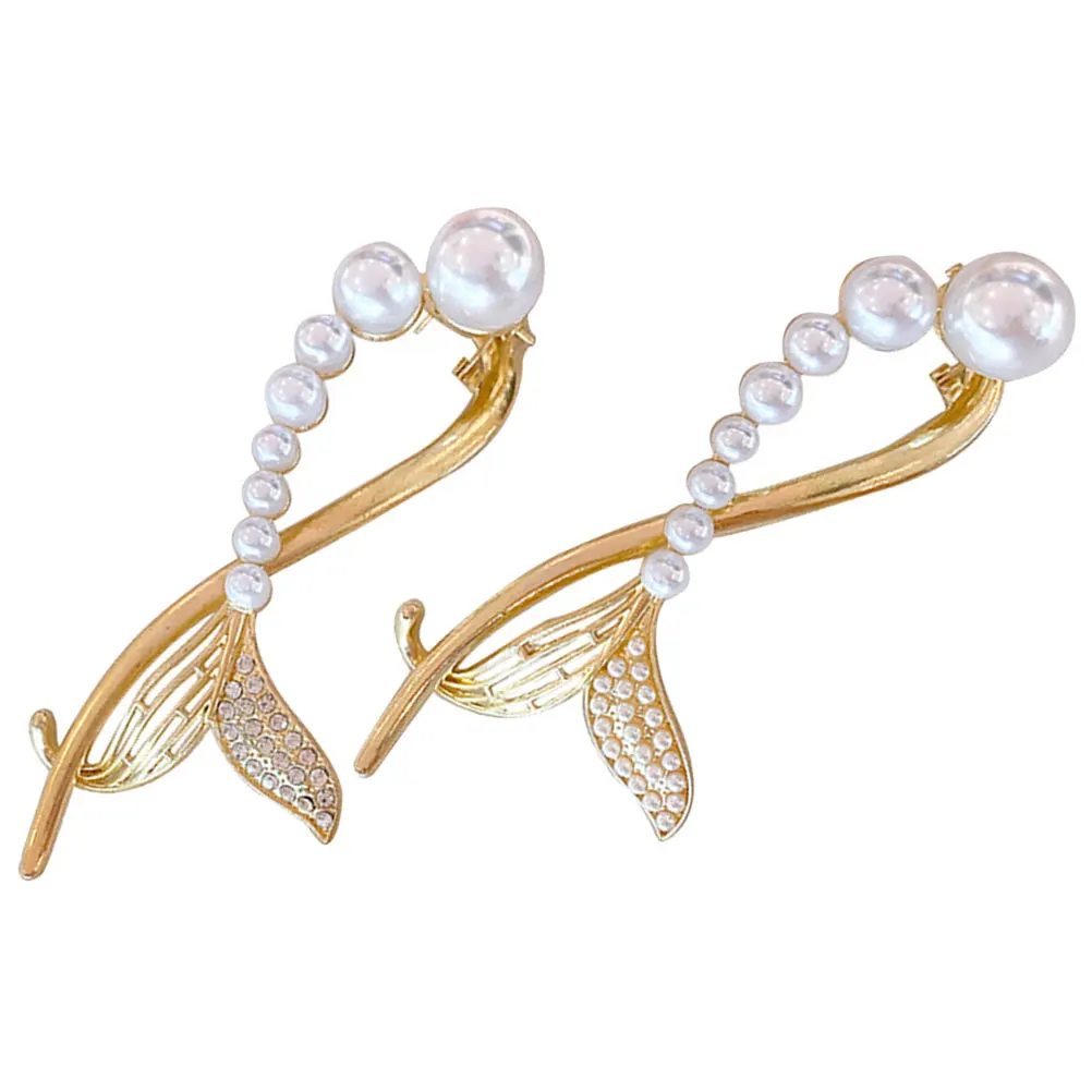 

2pcs Metal Hair Clips Rhinestone Pearl Charms Decorative Barrettes Elegant Hairpins For Girls Wedding Party Hair Accessories