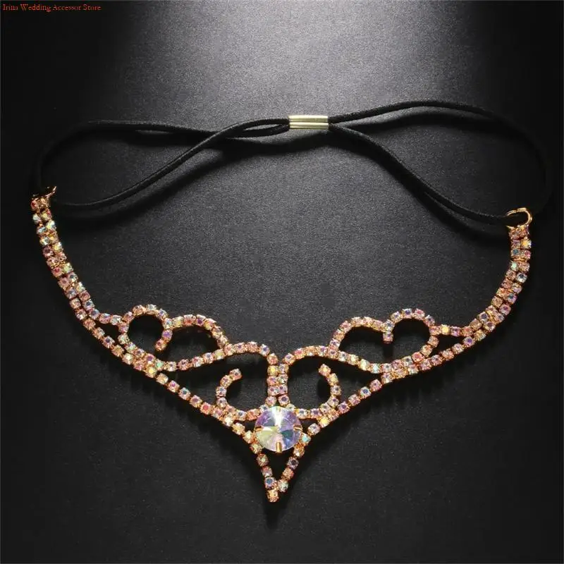 G92D Women Dancing Party Headband Decorative Tiaras Elastic Hairband Elegant Frontlet Anniversary Celebration Charm Headdress