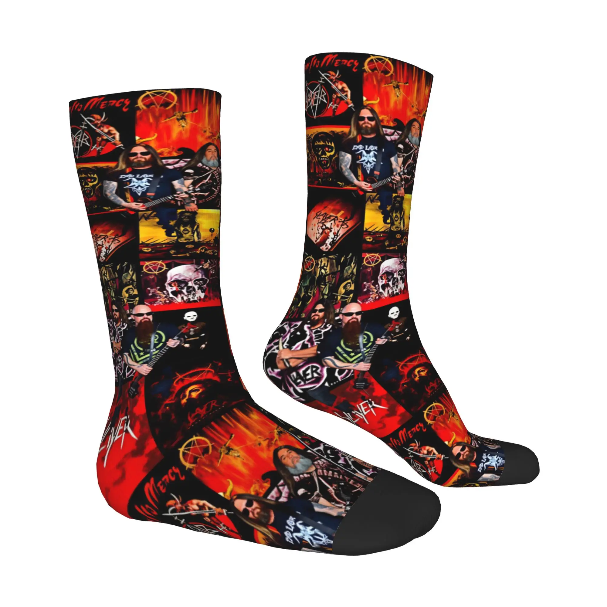 Funny Printed S-Slayers Heavy Metal Rock Socks for Women Men Stretchy Summer Autumn Winter  Crew Socks