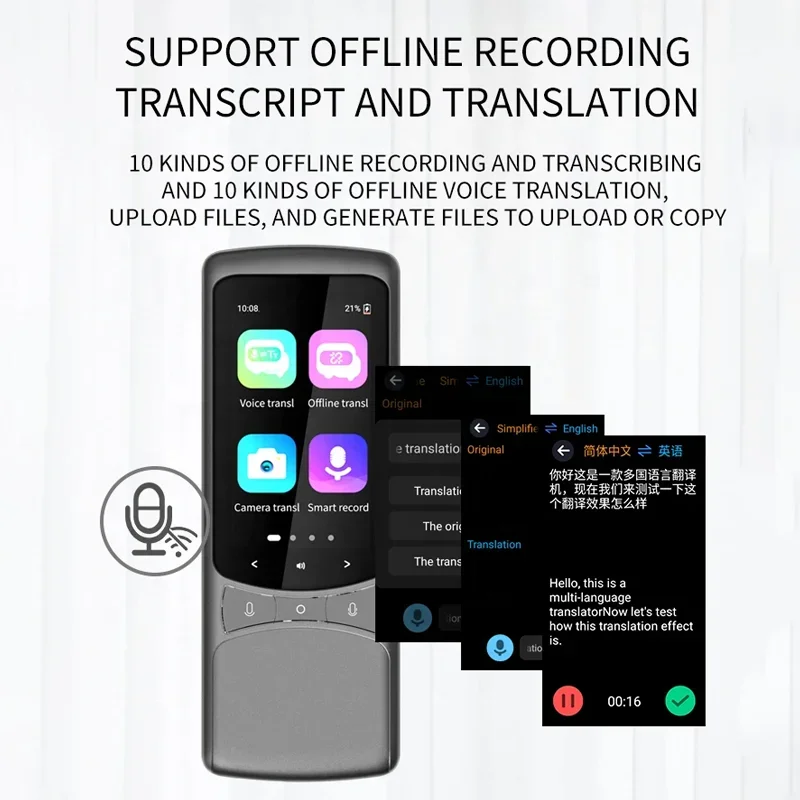 Smart 135 Language Voice Translator Device 4G/WIFI/SIM Portable Offline Translation Photo Recording Translation