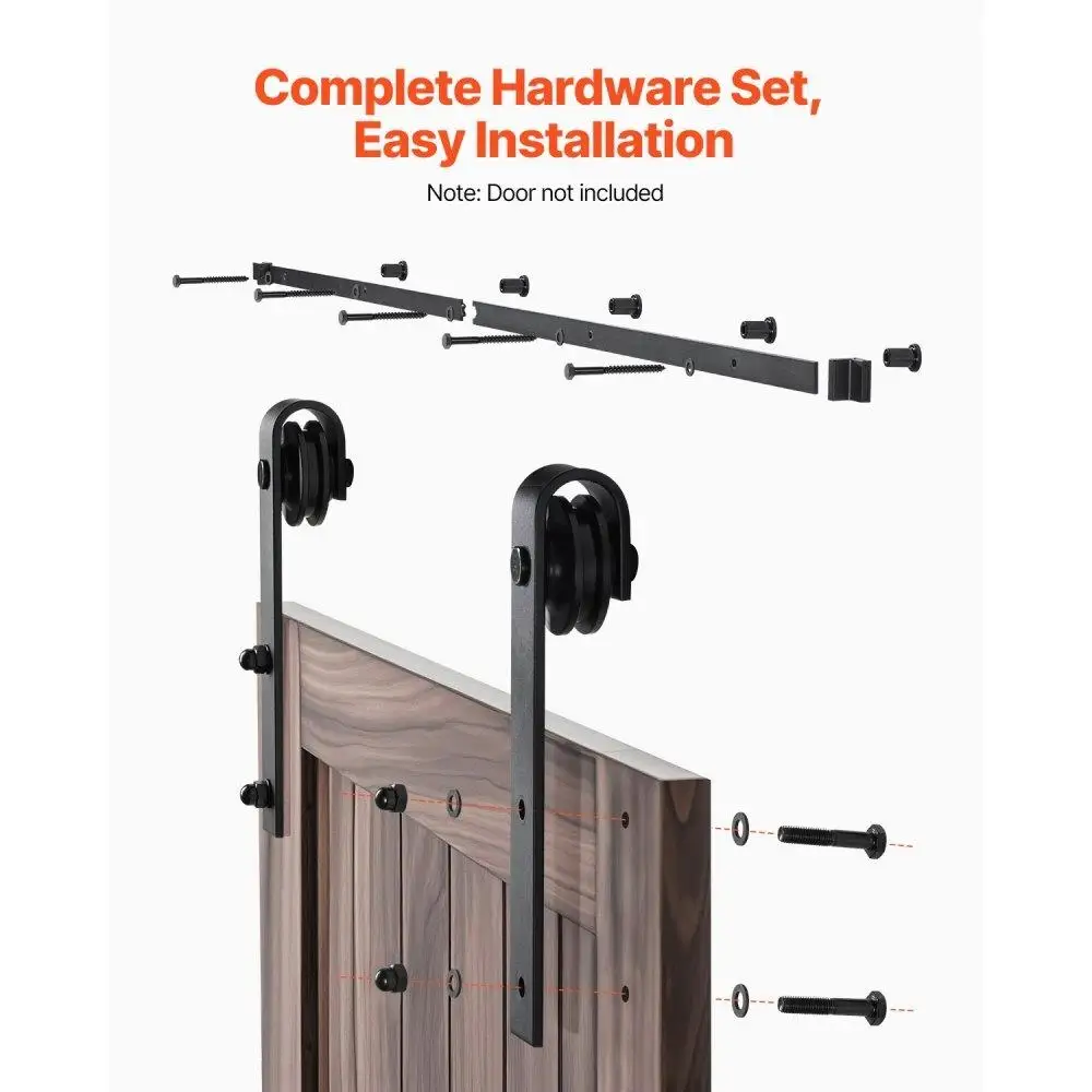 6FT for single Sliding Barn Door Hardware Kit Black Modern Interior Door Track System for Home Decor